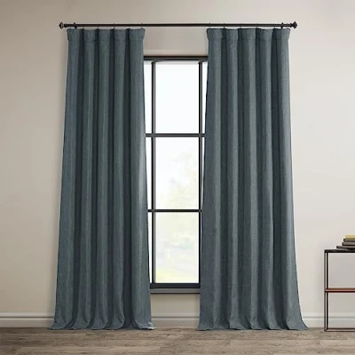 Imagen de HPD Half Price Drapes Cortinas texturizadas de Lino sintético para oscurecer la habitación, Dormitorio, 84 Pulgadas Largo (1 Panel), 50 Ancho x Largo,