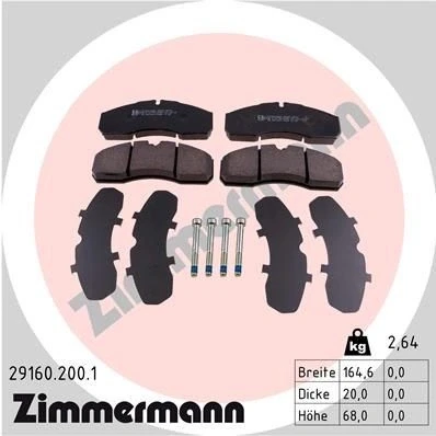 Imagen de ZIMMERMANN 29160.200.1 Juego de pastillas freno preparado para indicador desgaste con tornillos Foto correspondiente a la entrega
