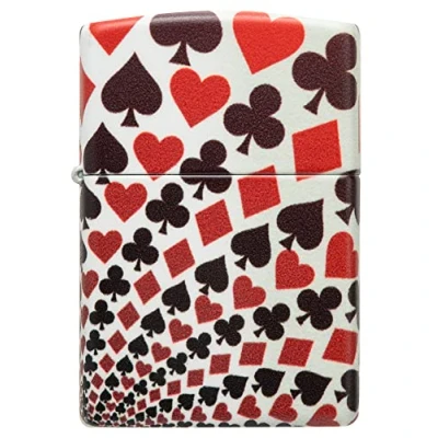 Imagen de ZIPPO Playing Cards Design 540 Color White Matte Mechero de tormenta, Recargable, en Caja Regalo