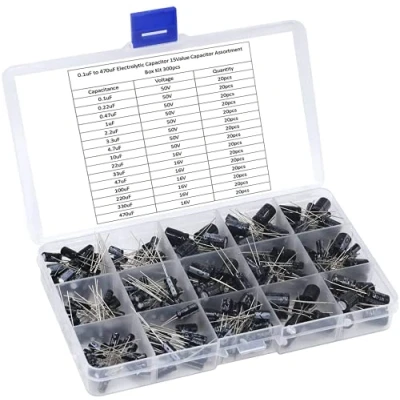 Imagen de ARCELI 300pcs 15Value Electrolytic Capacitor Range 0.1uF to 470uF Assortment Kit