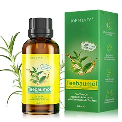 Imagen de Aceite Arbol del te 100% Puro y Natural, árbol de contra espinillas, acné, verrugas otros problemas la piel, para pieles impuras, rostro, cuero cabelludo cabello, 60ml