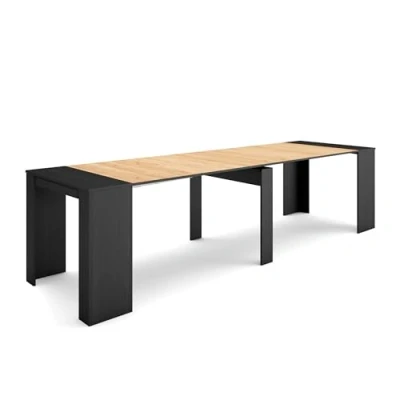 Imagen de Skraut Home Mesa Consola Extensible Comedor Plegable 300 para 14 comensales y Cocina Estilo Moderno Negro Roble