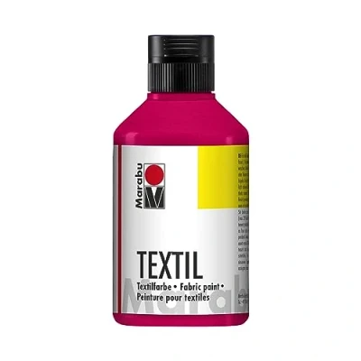 Imagen de Marabu 17160013031 Pintura textil para tejidos claros, rojo cereza 250 ml, tinta de estampación al agua, lavable hasta 60C, fijación con plancha u horno