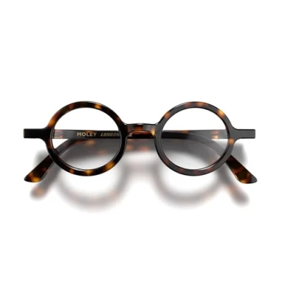 Imagen de LONDON MOLE Gafas de lectura Moley Redondas Lectores Geniales con estilo Hombres Mujeres Unisex Bisagras resorte Carey marrón brillante + 3.0 aumento