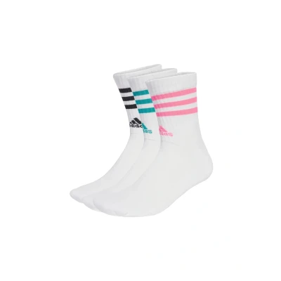 Imagen de adidas Unisex adulto 3 Stripes Cushioned Crew Socks Pairs, White/Pure Teal/Lucid Pink/Black, 8.5 10