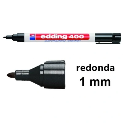 Imagen de edding 400 marcador permanente negro 1 rotulador punta fina redonda mm resistente al agua, de secado rápido, rotuladores indelebles para cartón, plástico, madera, metal, vidrio