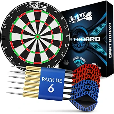 Imagen de DartPro Diana con Dardos de sisal autoreparable Hilos extrafinos Juego 6 Profesionales