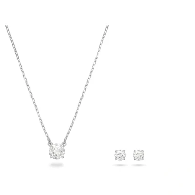Imagen de Swarovski Conjunto Attract, Talla redonda, Blanco, Baño de rodio