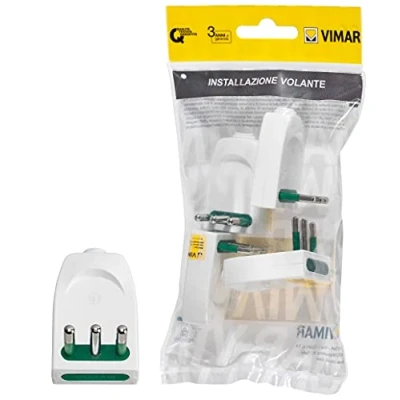 Imagen de Vimar FP00203.B Enchufe pequeño SICURY 2P+T 10A 250V 4 Piezas Clavijas orientables en línea o equipo, estándar italiano tipo S11 SPB11