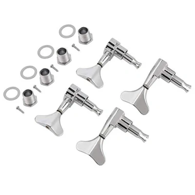 Imagen de Clavija de Afinación Guitarra Bajo, 2L2R Fishtail Shaped Botón Sellado Bajo Tuning Pegs Cabezas Maquinas(Plata)