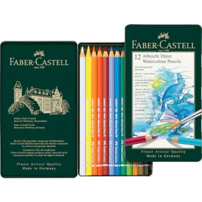 Imagen de Faber Castell 117512 Estuche de metal con 12 ecolápices acuarelables, multicolor