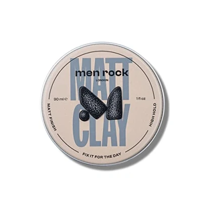 Imagen de Men Rock Matt Clay with High Hold and Finish for Thicker Fuller Looking Hairstyles, Nourishes Conditions Hair, Enriched Cocoa Butter, Sunflower Almond Oils 30ml