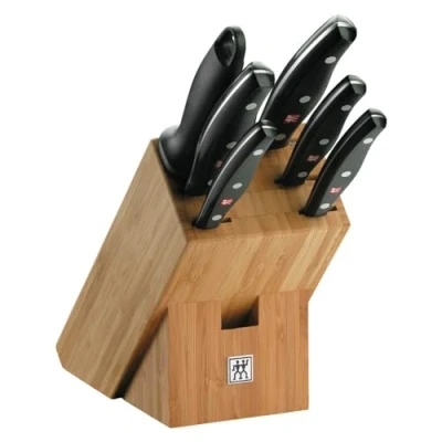 Imagen de ZWILLING Bloque de cuchillos, 7 piezas, bambú, Cuchillos con mango especial acero inoxidable/plástico, Twin Pollux