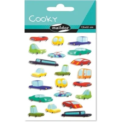 Imagen de Clairefontaine ES Maildor CY114C Bolsa de pegatinas 3D Cooky 1 lámina 7,5 x 12 cm, coches (21 pegatinas)