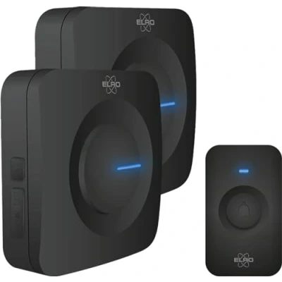 Imagen de ELRO DB3000 Juego de Timbre Inalámbrico con 2X Receptor a Batería Negro