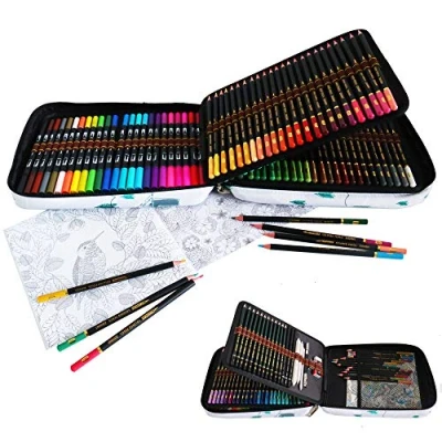 Imagen de 24 Rotuladores Doble punta Acuarelables y 96 Lápices de colores Conjunto Dibujo,rotuladores fina Bosquejo Material Set,Incluye Herramientas dibujo capacidad grande Caja lápiz