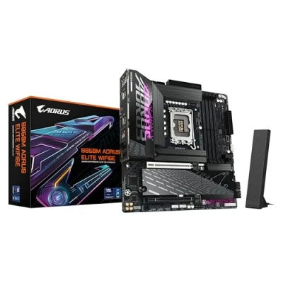 Imagen de GIGABYTE B860M AORUS Elite WIFI6E Placa Base CPUs Intel Core Ultra, VRM de 12+1+2+1 Fases, hasta 9200MHz DDR5, 1xPCIe 5.0 + 2xPCIe 4.0 M.2, LAN 2,5 GbE, WiFi 6E, Thunderbolt