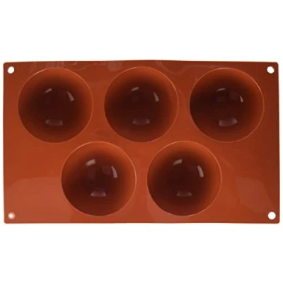 Imagen de silikomart SF001 Moldes de Silicona para Monoporciones SEMISFERA, Antiadherente, 5 Cavidades, Pack 1 Molde Reposteria, Ø 80, h 40 mm, Made in Italy