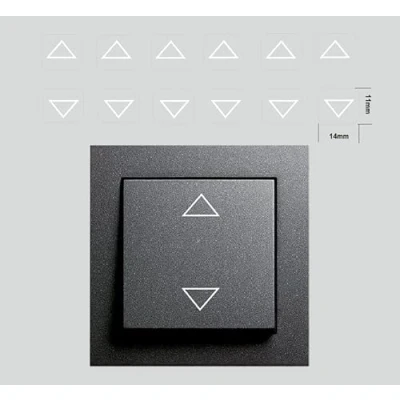 Imagen de 12 pegatinas para interruptor de flecha en blanco, 6 unidades sobre y flechas AB (RP19/2) (14 x 11 mm)