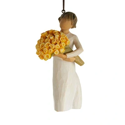 Imagen de Willow Tree, Figura de niña con flores naranjas para colgar, Navidad Deco, Enesco