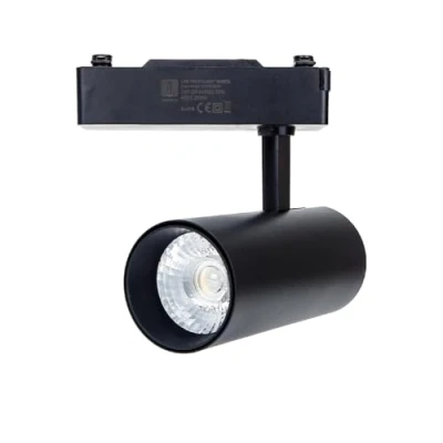 Imagen de Foco de carril LED dos hilos, negro, 24W. Ideal para iluminar espacios con estilo y eficiencia energética. Perfecto tiendas, museos áreas exhibición.