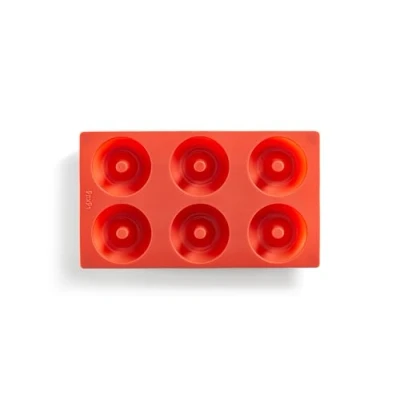 Imagen de Lékué Molde Repostería Doughnut/Donut 6 cavidades, silicona platino Rojo, 540 ml