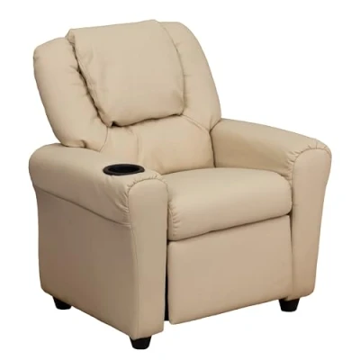 Imagen de Flash Furniture contemporáneo Beige Vinilo niños reclinable con portavasos y reposacabezas