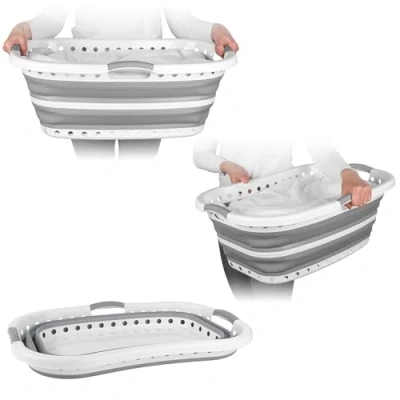 Imagen de Beldray LA072979GRYEU Cesta de Colada Adaptable a La Cadera, Transportar y Meter Ropa Sucia, Cubo Práctico Plegable Con Asas Ergonómicas, Para Cuarto Baño, Dormitorio o Lavandería