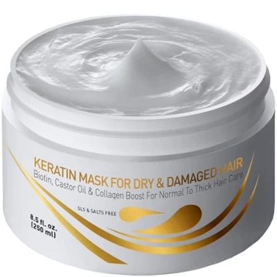 Imagen de Vitamins Mascarilla para pelo Seco y Dañado Máscara de cabello reparadora profesional nutritiva con proteina biotina aceite castor grueso