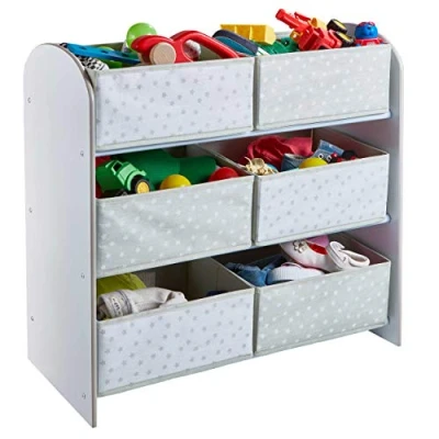 Imagen de Hello Home 471GWH Unidad de Almacenamiento Juguetes con Seis Cubos para Dormitorios Infantiles, Tela, Tamaño Aproximado: 60 cm (Altura) x 63.5 (Anchura) 30 (Fondo)