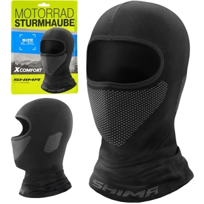 Imagen de SHIMA X COMFORT Pasamontañas Moto Hombre Mujer Balaclava Verano Elástica Transpirable Mascara Motocicleta Invierno Multiusos Bicicleta Ciclismo Esquí (Unisex, Negro, M L)