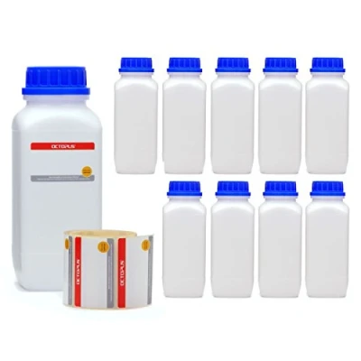Imagen de Octopus 10 frascos de 1000 ml Ancho con tapón Rosca, químicos, Laboratorio como Recipiente Almacenamiento para Laboratorio, Cocina o Hobby