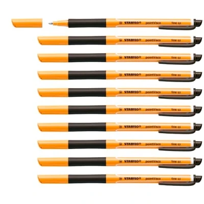 Imagen de STABILO Rollerball con tinta de baja viscosidad pointVisco Caja 10 unidades Colores negro