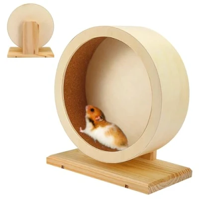 Imagen de Rueda De Ejercicio para Hámster, Hámster Silenciosa, Madera Ruedas Hamster Correr Jerbos Chinchillas Mascotas Pequeñas(15cm)