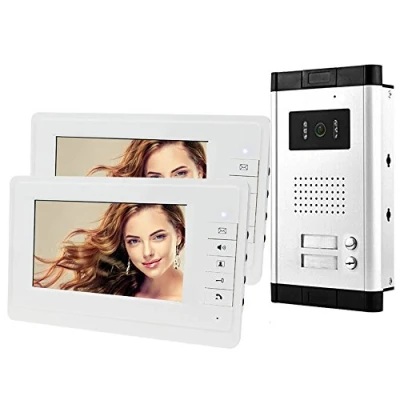 Imagen de HFeng 7 &#039;&#039; de intercomunicación Video portero puerta sistema Kit 700TVL IR Visión nocturna exterior cámara para 2 Apartamentos