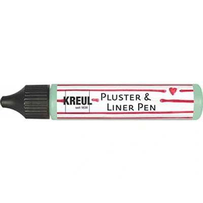 Imagen de KREUL Pluster &amp; Liner Pen Mint Pintura Decorar Efectos Decorativos 3D al Horno, con Plancha o secador de Pelo, 29 ml,