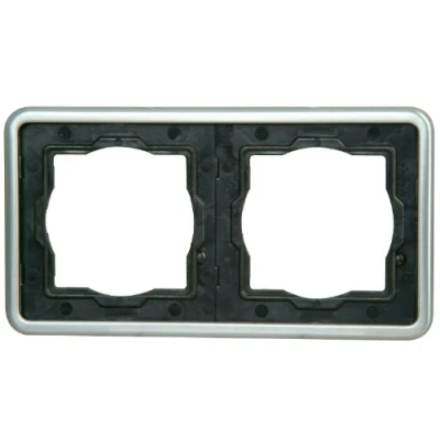 Imagen de Kopp Marco para Enchufes, 2 Enchufe Vision, Color Acero ,302420076