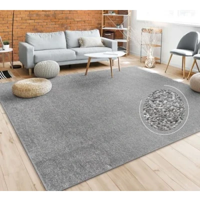 Imagen de Paco Home Alfombra Salón Color Liso Discreta Moderna Pelo Corto Tamaños, tamaño:160x220 cm, Color:Antracita
