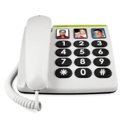 Imagen de Doro PhoneEasy 331ph Teléfono Fijo con Cable para Personas Mayores Teclas Grandes, Marcación Rápida y Compatible Audífonos (Blanco) [Versión Española]