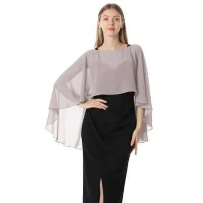 Imagen de Hotshawl capas de gasa para mujer, chales y echarpes vestido noche, boda, Gris, Talla única