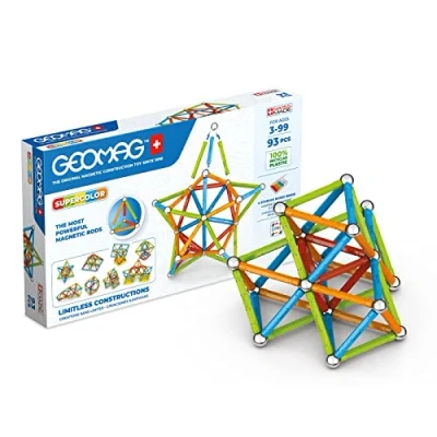 Imagen de Geomag Classic Supercolor Panels Recycled 93, Construcciones Magnéticas, Barras y Paneles de Colores, Pack 93 Piezas, 100% Plástico Reciclado