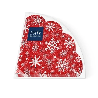 Imagen de PAW Servilletas de Papel 3 Capas (32 cm Diámetro) 12 Unidades Navidad con motivos invernales y navideños Ideales para la mesa festiva Color: Christmas Snowflakes light red
