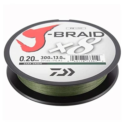 Imagen de Daiwa J Braid X8 0.20mm 13kg 300m Verde Oscuro Hilo trenzado