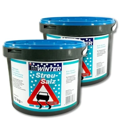 Imagen de En invierno, 2 x 10 kg de sal deshielo para descongelar, nieve, hielo, servicio limpieza hielo y nieve