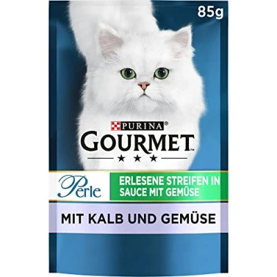 Imagen de GOURMET PURINA Perle Exquisitas Rayas con Verduras Comida húmeda para gatos, Ternera y Verduras, 26 Unidades (26 x 85 g)