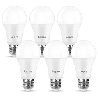 Imagen de Lepro Bombilla LED E27 13.5 W, Luz Blanca Fría 6500 K, 1521 Lúmenes, Equivalente a 100 W Convencional, Lámpara A60 Ahorro de Energía Haz 200, No Regulable, Paquete 6