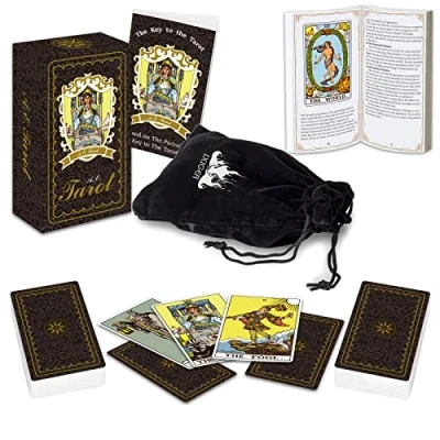 Imagen de IXIGER baraja de cartas tarot con libro guía, tarot, para principiantes, juego 78 piezas, mazo clásico lectores