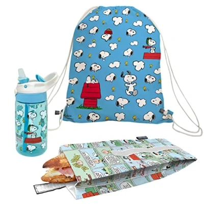 Imagen de NERTHUS FIH 1055 Set Mochila + Bolsa Bocadillo Bot. Tritan Snoopy