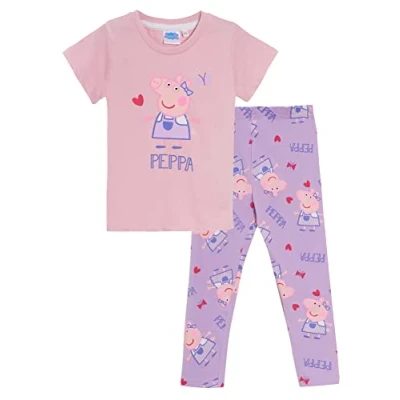 Imagen de Peppa Pig Conjunto de camiseta y leggings para niñas Daywear a juego con parte superior + pantalones, rosa/lila, 18 24 meses