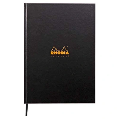 Imagen de RHODIA 19056C Cuaderno rígido negro A4 Ligné 192 páginas Papel Clairefontaine blanco 90 g Cinta de marcapágina Rhodiactive
